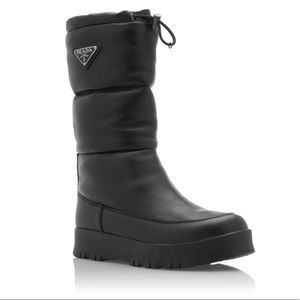 Prada Logo-appliquéd Quilted Leather Snow Boot